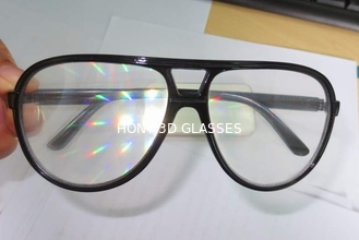 Vidros plásticos da difracção da lente clara com quadro preto para o local do curso