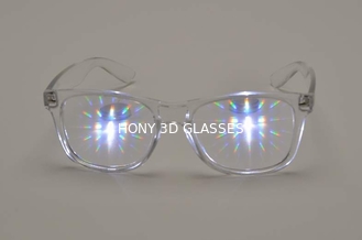Vidros plásticos finais da difração, vidros dos fogos-de-artifício do Eyewear do entusiasmo do estilo do Wayfarer do arco-íris do efeito EDM de prisma 3D