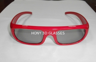 A circular plástica do quadro vermelho polarizou os vidros 3D para o cinema