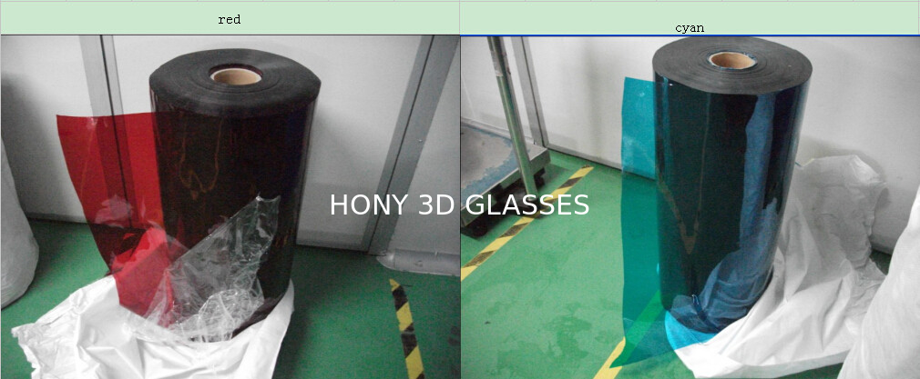A lente ciana vermelha polarizada eficiência elevada da folha do filme faz a 3D vidros azuis vermelhos