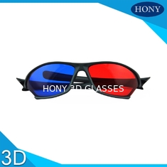As lentes azuis vermelhas do ângulo largo plástico dos vidros do Anaglyph 3D enegrecem o quadro