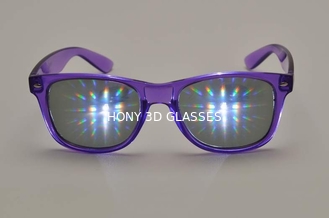 Vidros esmeraldas dos fogos-de-artifício do filme 3D da difracção de Hony com quadro roxo