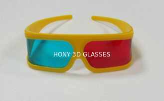 Vidros cianos vermelhos plásticos polarizados do cinema 3D com o ODM amarelo do OEM do quadro